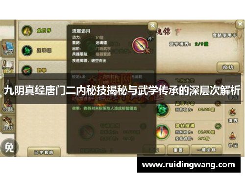 九阴真经唐门二内秘技揭秘与武学传承的深层次解析